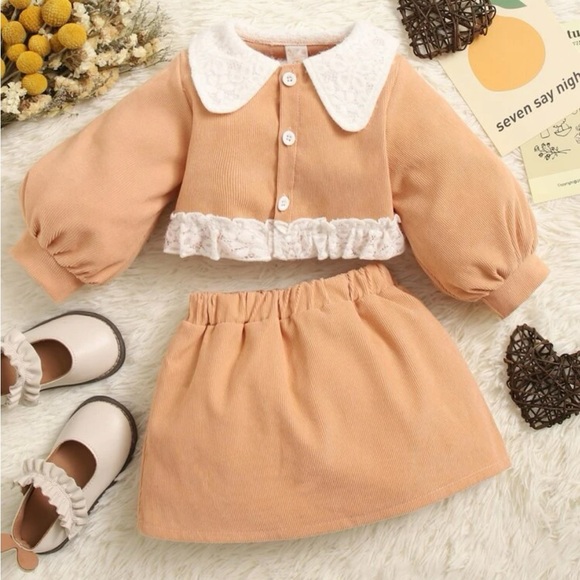 Other - Toddler Contrast Lace Peter Pan Collar Jacket & Skirt matching set